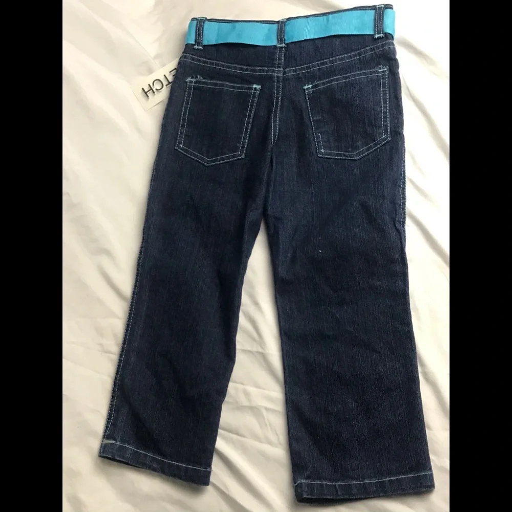 Girls Embroidered Butterfly Jeans W Belt 5/6